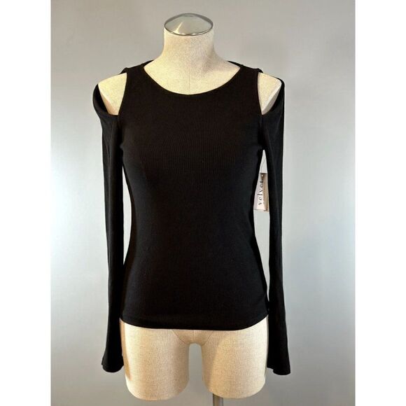 Velvet by Graham & Spencer NWT Cold Shoulder Sweater in Black Size S - Picture 2 of 5
